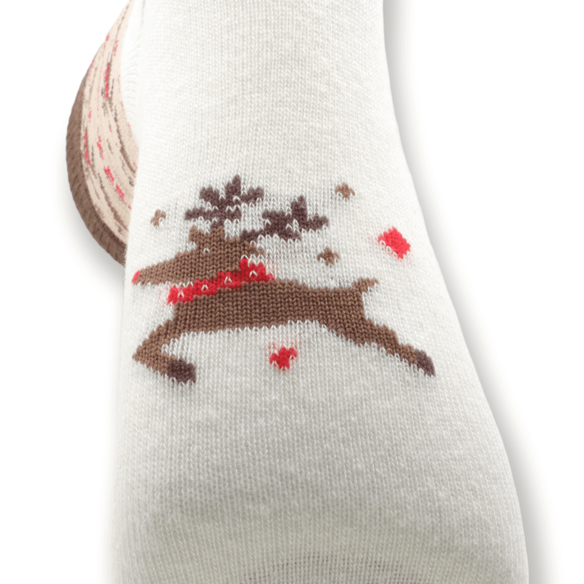 Unisex deer design Christmas cotton socks folded into a pair