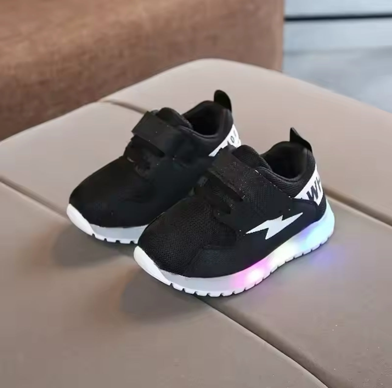 Black Kid Tennis LED Sneakers