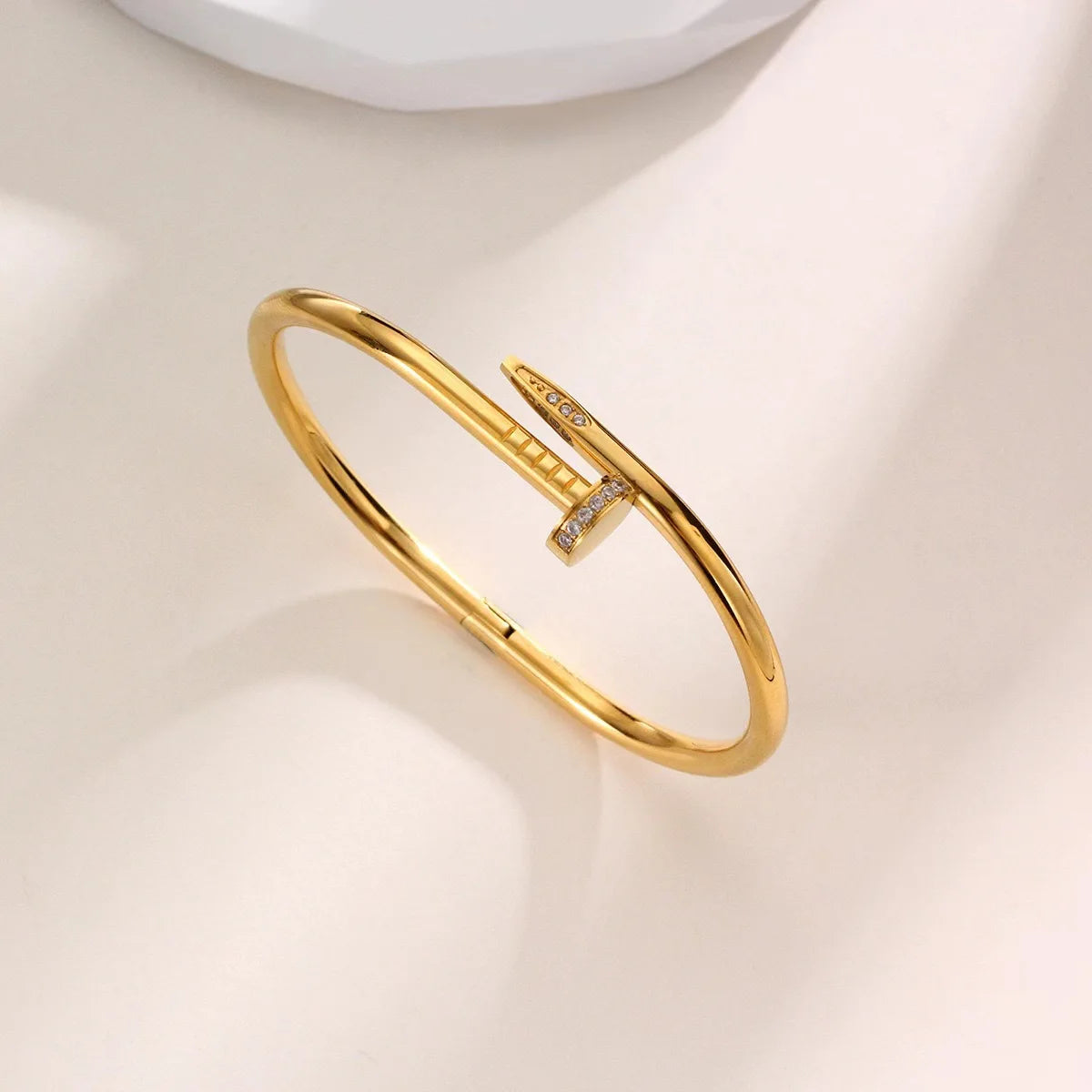 Nail style stainless steel bangle bracelet gold silver rose