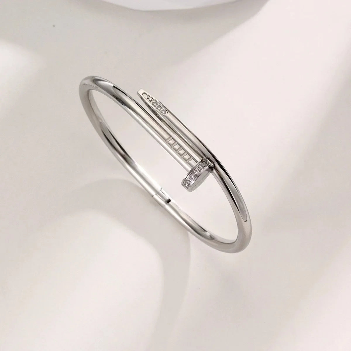 Silver nail style stainless steel bangle minimalist bracelet
