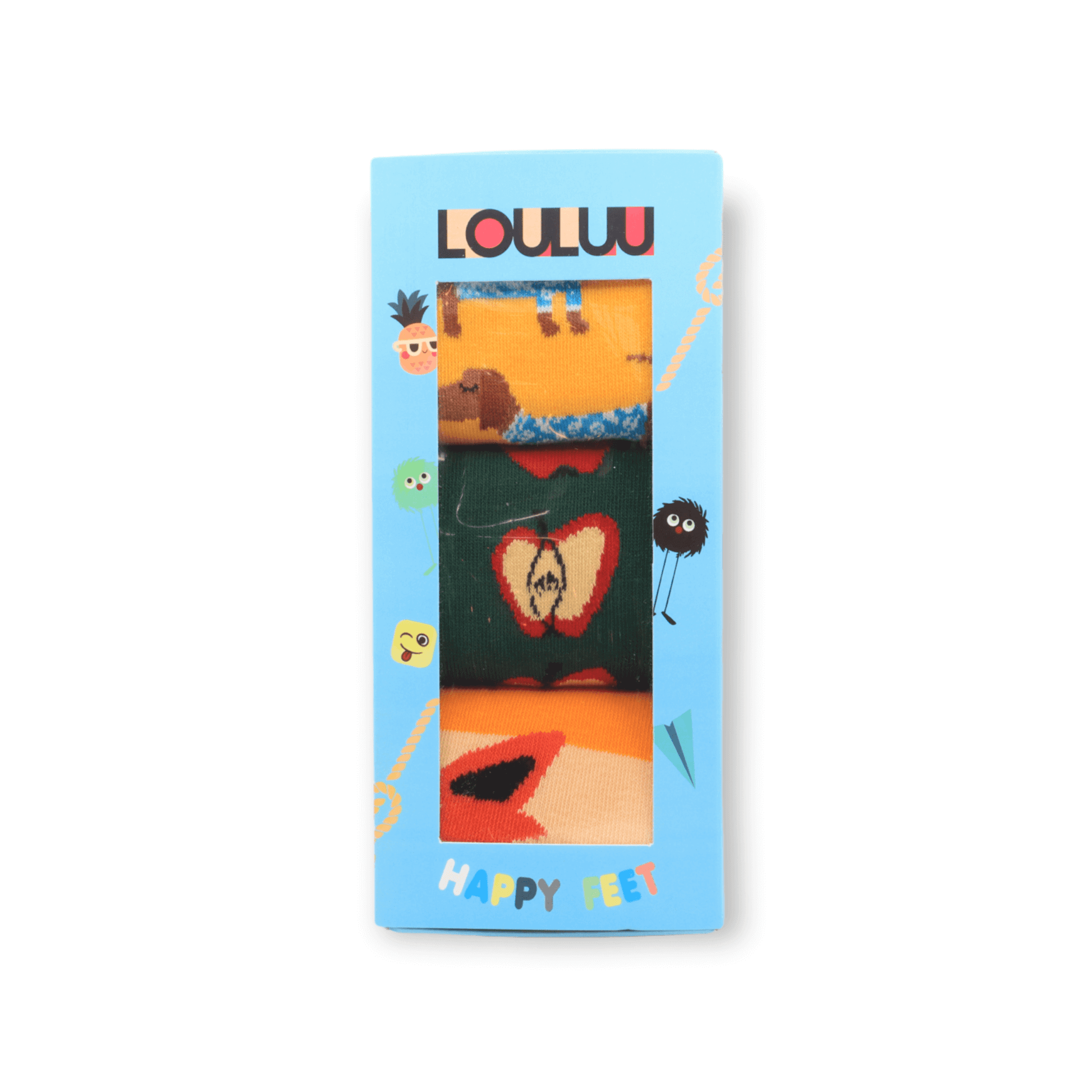 Sausage Dog, Fox, Apples Box Set Unisex Casual Cotton Socks Footwear