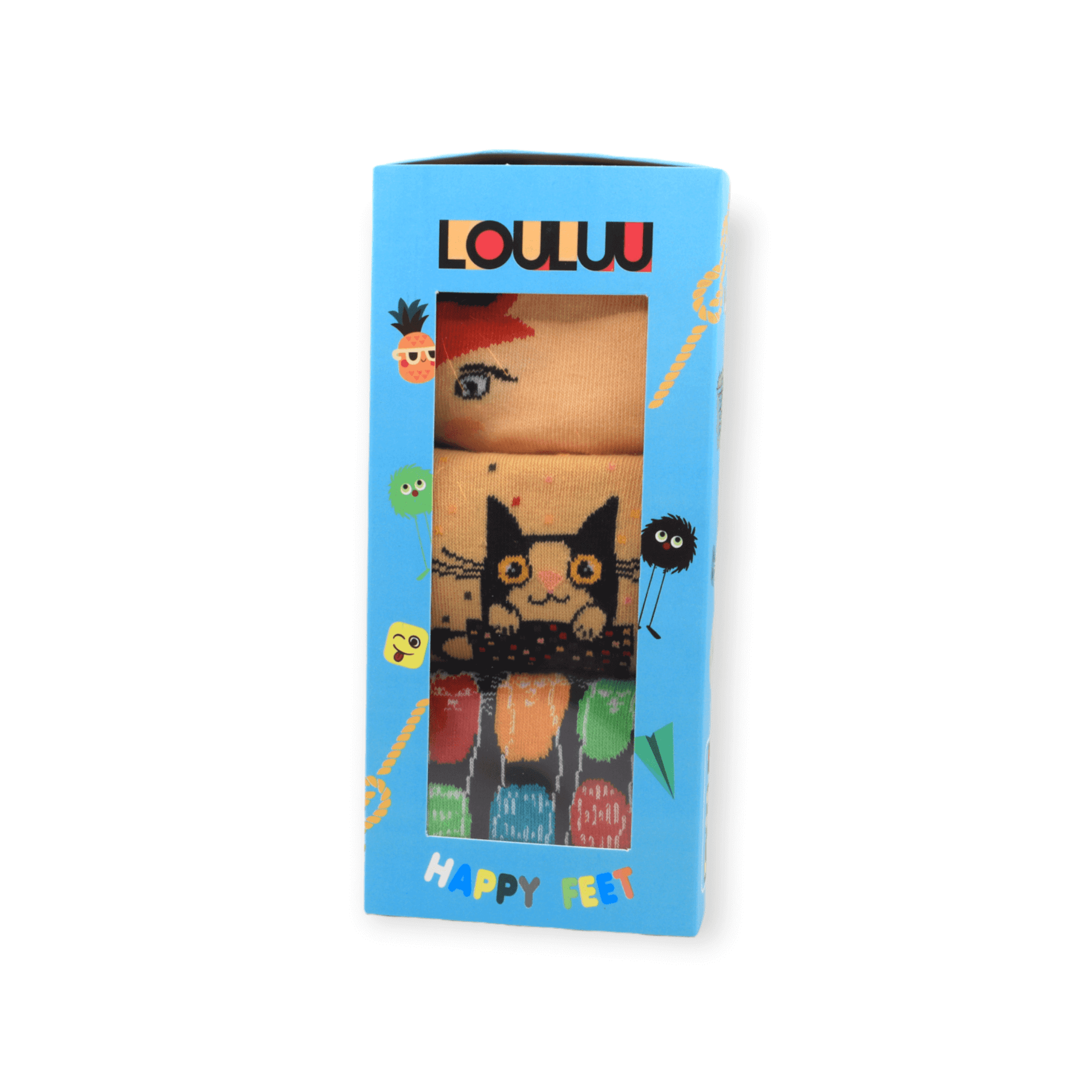 Fox, Cat In The Cup, 3 Cats Box Set Unisex Casual Cotton Socks Footwear