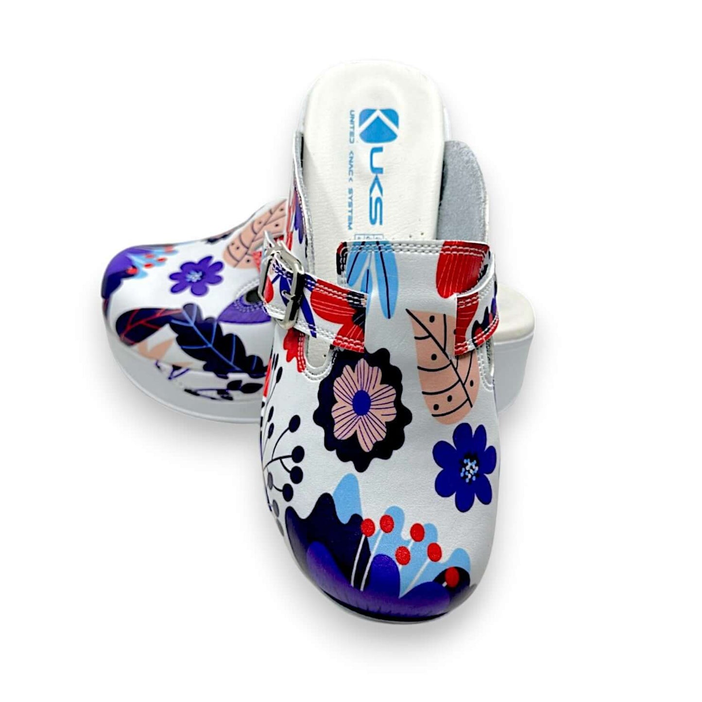 Blue Flower Adjustable Strap Slippers