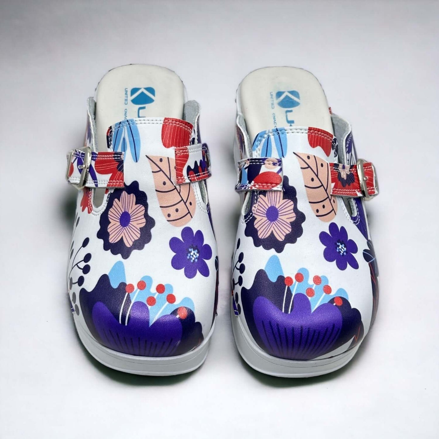 Blue Flower Adjustable Strap Slippers