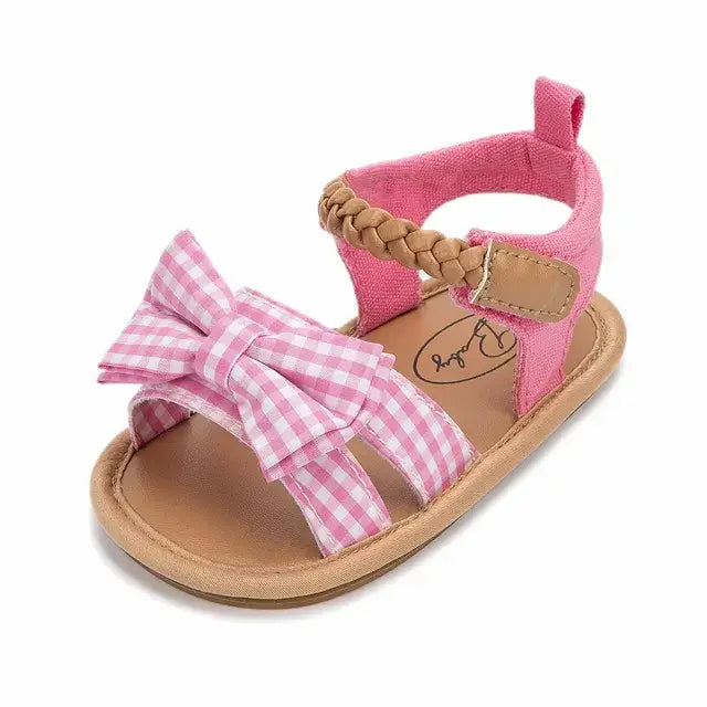 Pink Plaid Bow Garden Sandals