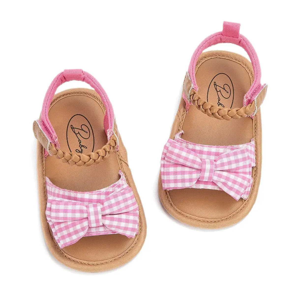 Pink Plaid Bow Garden Sandals