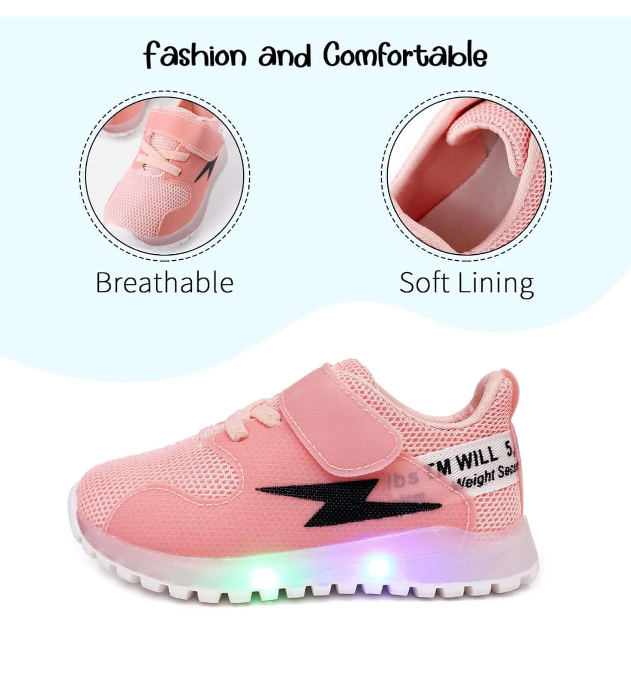 Pink Kid Tennis LED Sneakers