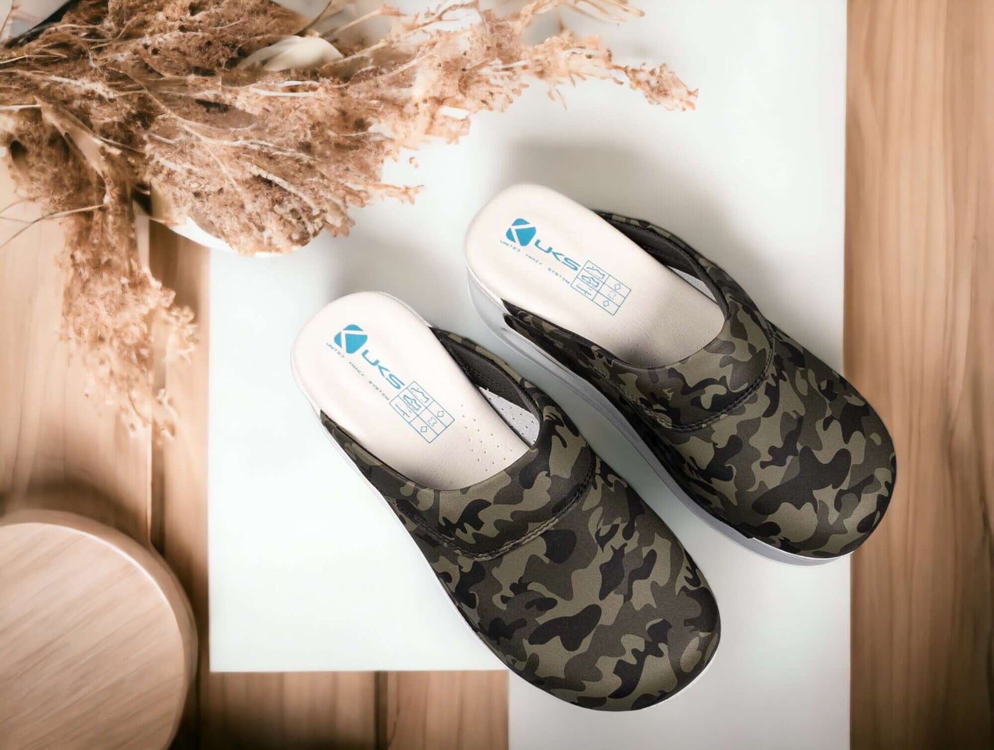 Camouflage White Sole Air Clogx Leather Slippers Clogs Mules Nursing Clogs Men and Women Handmade Comfortflex