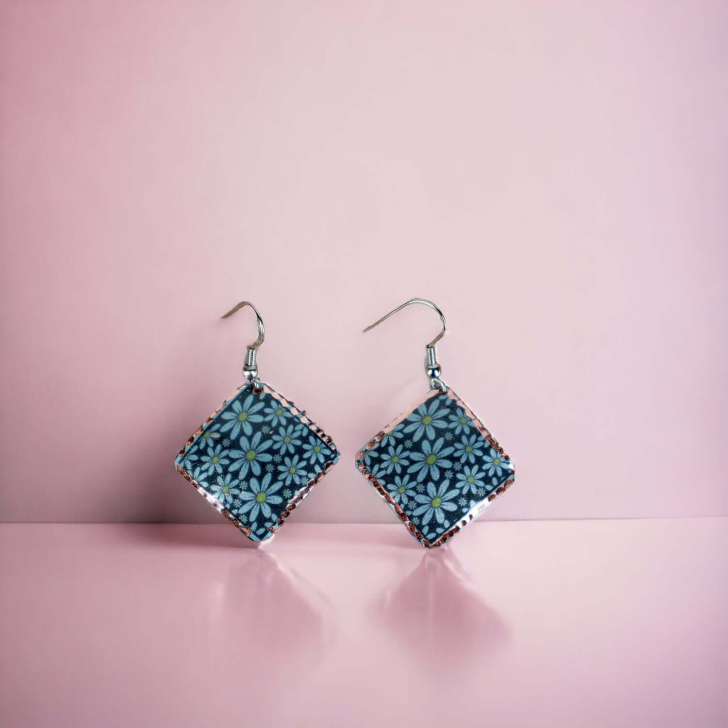 Turquoise Flower Copper Square Earrings Jewellery