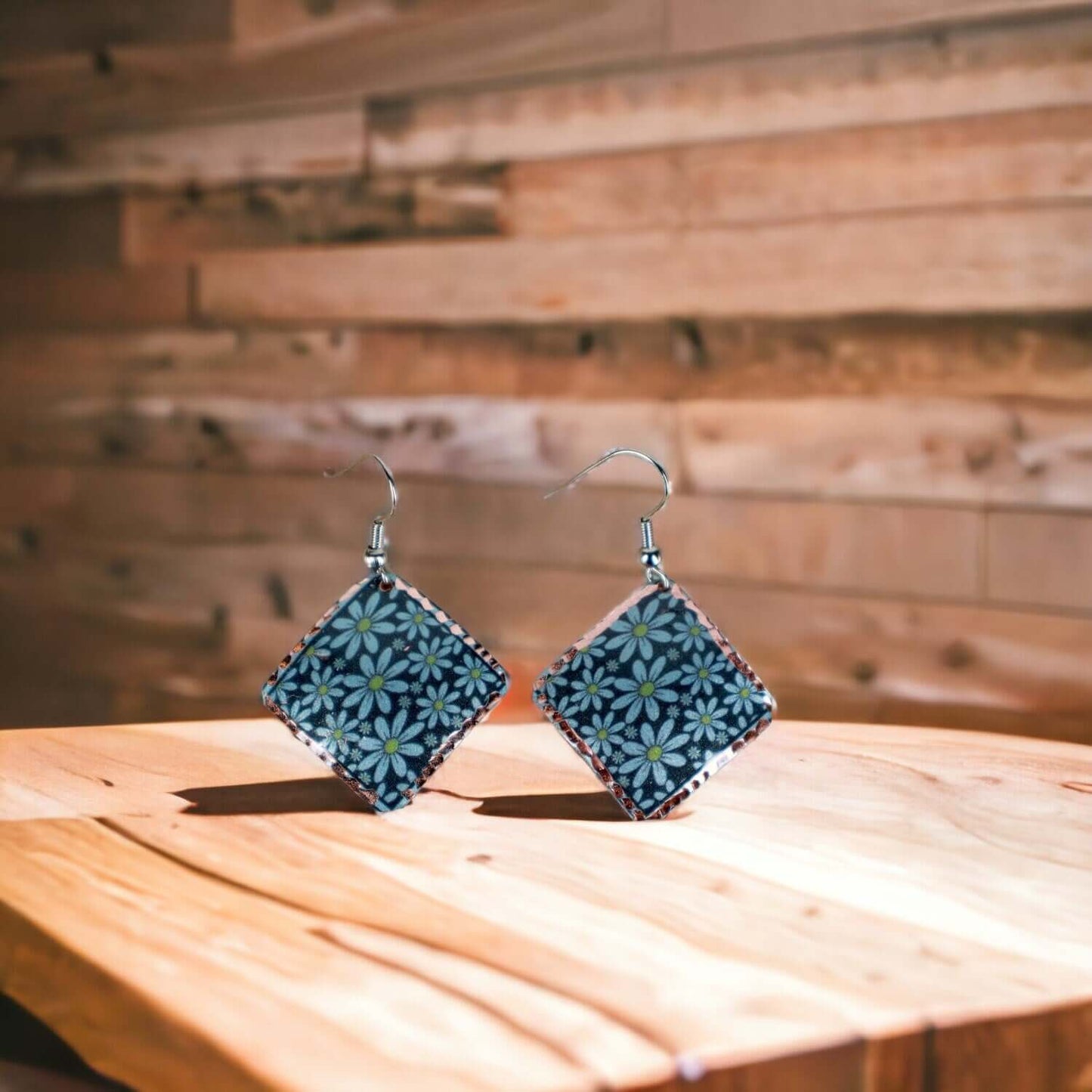 Turquoise Flower Copper Square Earrings Jewellery